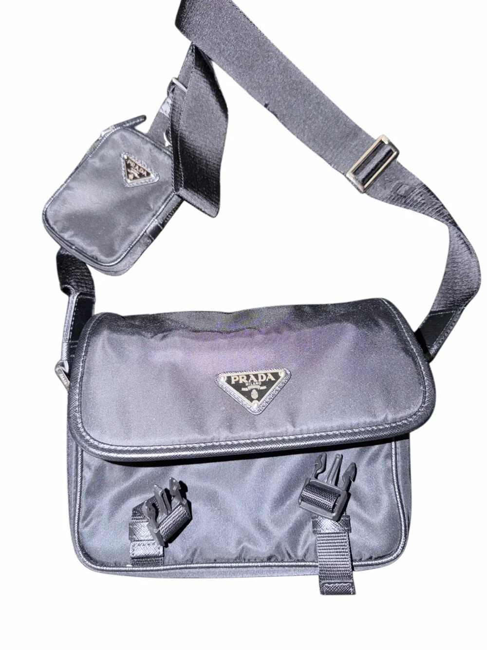 Prada Black Nylon Messenger Bag with Adjustable Strap